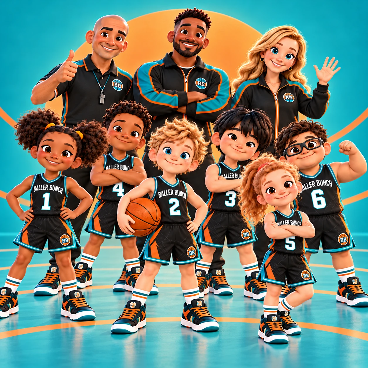 Gracie, Marcus, Drew, Cassie, Jin and Ronaldo with coaches Juan, Tye and Ali